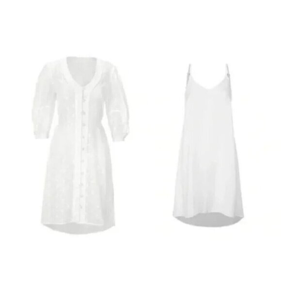 CAbi Midsummer Night White Embroidered Boho Dress Shirtdress Size 0 - Picture 9 of 16